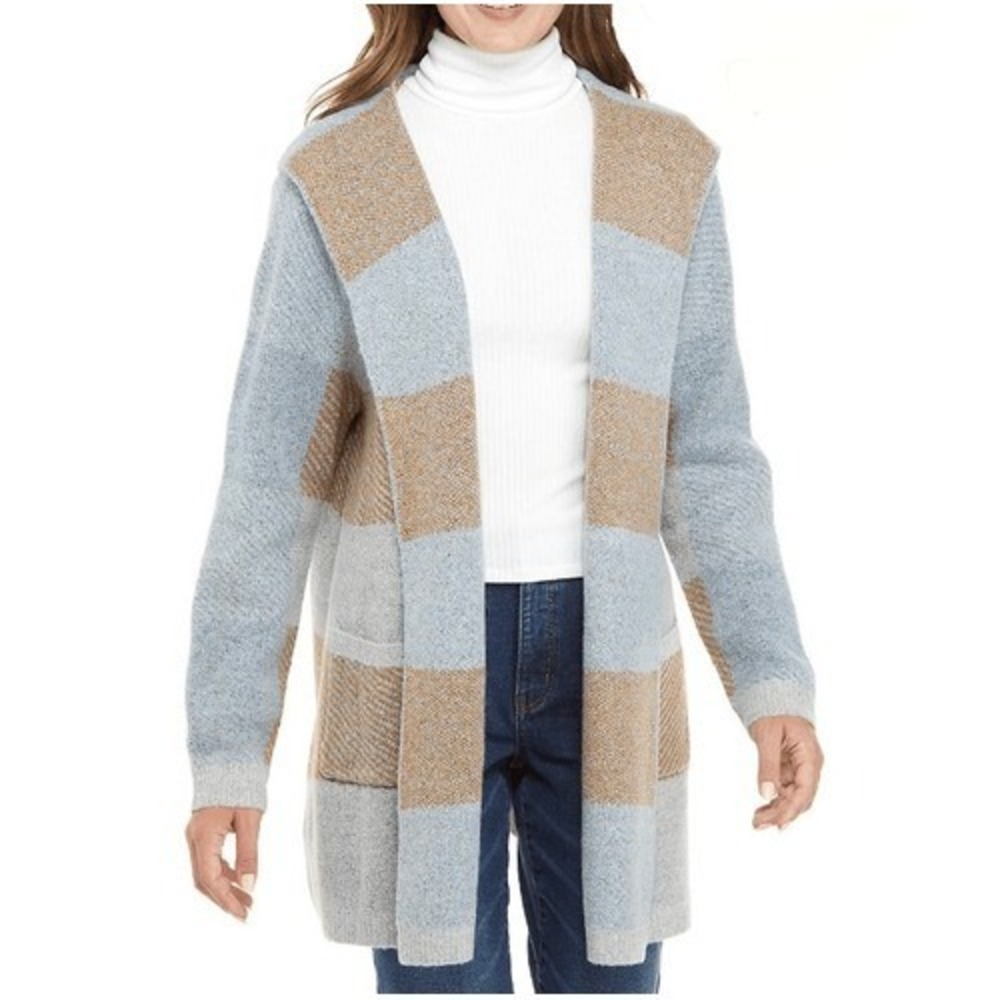New Directions Blue Spruce Multi Night Blooms Cardigan Sweater XL Winter SALE‎